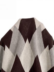SHEIN LUNE Women's Casual Cold Shoulder Sweater, Suitable For Autumn/Winter,Sweaters For Women Springcasual,Brown Plaid - Multicolor - View 5