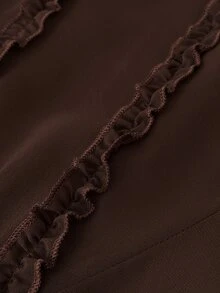 Rustia Plus Size Women's Casual Commute Daily Minimalist Woven Long Sleeve Autumn Dress Fall - Brown - View 3
