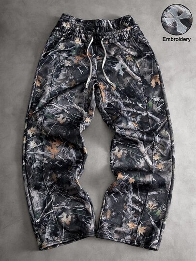 Major Grit Men's Streetwear Hot-Selling Fall Bionic Camouflage Patchwork Leg Sweatpants Boyfriend Husband Anniversary Gift Hiking Beach Grey Camo