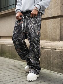 Major Grit Men's Streetwear Hot-Selling Fall Bionic Camouflage Patchwork Leg Sweatpants Boyfriend Husband Anniversary Gift Hiking Beach Grey Camo - Multicolor - View 7