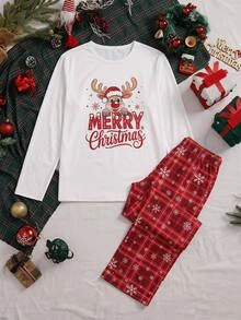 SHEIN Christmas Long Sleeve Long Pants Men's Loungewear - Multicolor - View 2