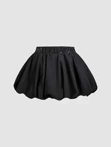 SHEIN MOD 女款純色腰結時尚鬱金香下擺裙，秋季服飾，節日穿搭，聖誕節，新年穿搭，生日穿搭 - 黑色 - 查看 5