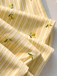 Tseoso Women's Cute Striped Lemon Pattern Print Drawstring Waist Casual Long Pants - Multicolor - View 4