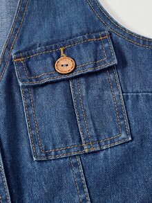 LUMIGAL Women's Button Front Pocket Casual Wide Leg Denim Jumpsuit - Blue - View 4
