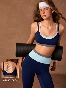 VARSIVA Women's 2 Pieces Bra Tank Top And Leggings Sports Set - Navy Blue - View 10