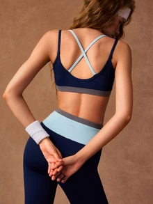 VARSIVA Women's 2 Pieces Bra Tank Top And Leggings Sports Set - Navy Blue - View 6