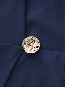 Rafferiza 优雅V领短袖A字中长连衣裙，通勤休闲皆宜，绿色，春夏款 - 藏蓝色 - 查看 8