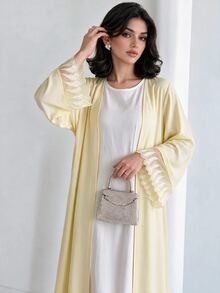 Yasmyna Women's Elegant Modest Lace Cuff Design Abaya Formal Ninang Wedding Christening Guest Formal White Winter Blue - Yellow - View 1