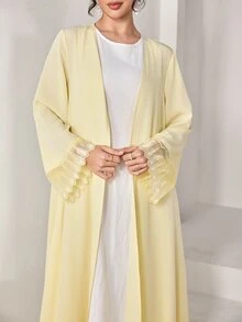 Yasmyna Women's Elegant Modest Lace Cuff Design Abaya Formal Ninang Wedding Christening Guest Formal White Winter Blue - Yellow - View 6