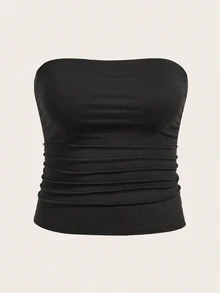 SHEIN CURVE+ 3件套加大码女式抹胸上衣基础款 - 彩色 - 查看 4