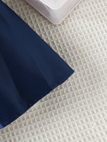 Souflis Souflis Baby Girl Solid Bow Front Wrap Detail Dress - Navy Blue - View 6