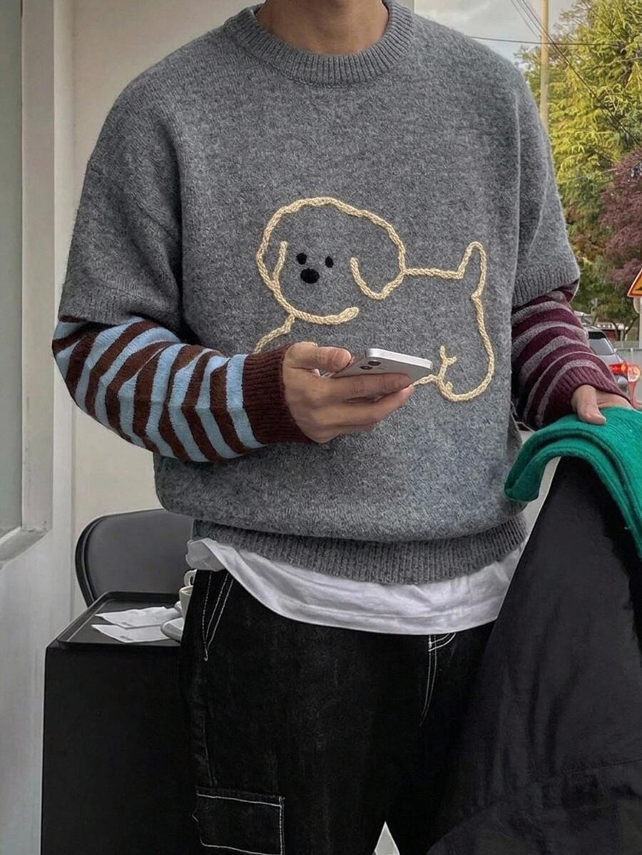 Manfinity Hypemode Men's Cartoon Pattern Casual Daily Wear Long Sleeve Sweater - Multicolor - View 1
