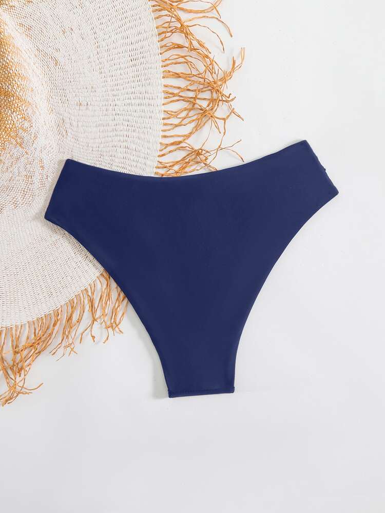Oceva Braguita de bikini sexy con forma de V y fruncido para mujer - Azul Marino - Añade 3