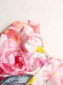 SHEIN Girlism 少女碎花印花休闲优雅法式夏季连衣裙，适合母亲节、毕业典礼、夏季等场合 - 粉色 - 查看 7