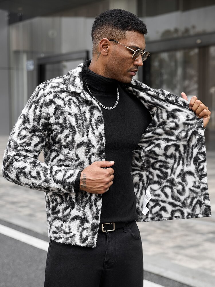 Manfinity CasualCool Men's Thick Wool Long Sleeve Jacket, Winter - Multicolor - View 7