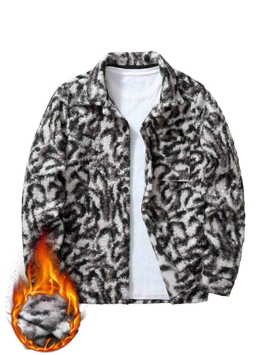 Manfinity Homme Men's Thick Wool Long Sleeve Jacket, Winter - Multicolor - View 1