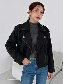 Livesso New Autumn Casual Loose Windbreaker Style Jacket For Women School - Black - View 3