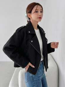 Livesso New Autumn Casual Loose Windbreaker Style Jacket For Women School - Black - View 1