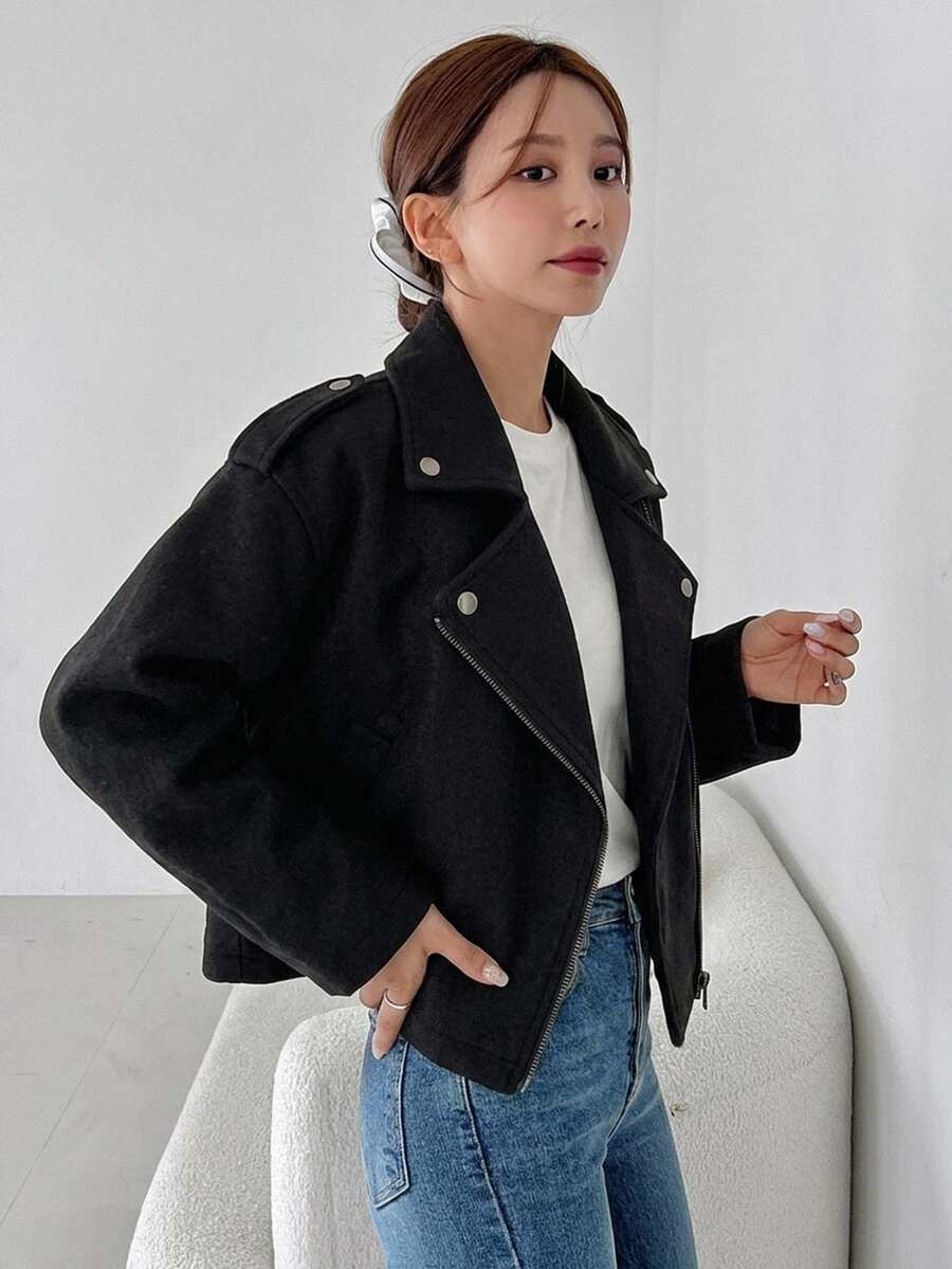 Livesso New Autumn Casual Loose Windbreaker Style Jacket For Women School - Black - View 1