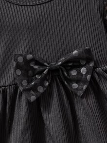 Baby Girls Casual Fashion Polka Dot Mesh Short Sleeve Dress, Summer - Black - View 4