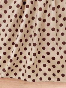 SHEIN Cute Vintage Polka Dot Kids Collar Dress For Girls - Coffee Brown - View 8