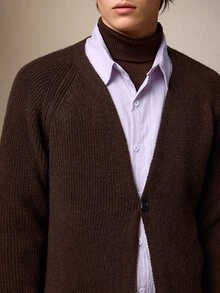 Calmiston New Autumn/Winter Style Wool Cardigan With Wide Shoulder Sleeves. Suitable For Outings, Formal Dinners, Parties, And Versatile Fashion Wear. - Brown - View 11