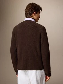 Calmiston New Autumn/Winter Style Wool Cardigan With Wide Shoulder Sleeves. Suitable For Outings, Formal Dinners, Parties, And Versatile Fashion Wear. - Brown - View 8