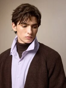Calmiston New Autumn/Winter Style Wool Cardigan With Wide Shoulder Sleeves. Suitable For Outings, Formal Dinners, Parties, And Versatile Fashion Wear. - Brown - View 7
