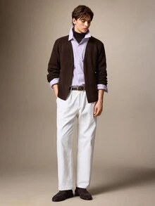 Calmiston New Autumn/Winter Style Wool Cardigan With Wide Shoulder Sleeves. Suitable For Outings, Formal Dinners, Parties, And Versatile Fashion Wear. - Brown - View 6