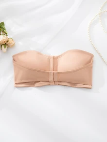 SHEIN 升级版双前扣加垫聚拢文胸，易于穿戴 - 卡其色 - 查看 6