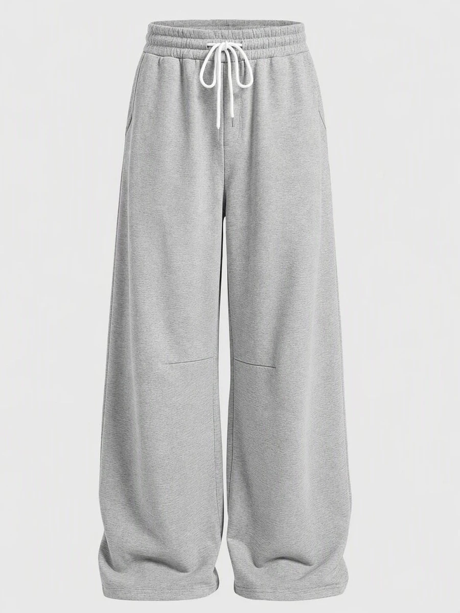 EASEVO Men's Summer Casual Loose Sweatpants Plus Size Grey Solid Color Patchwork Elastic Waist - Light Grey - View 1