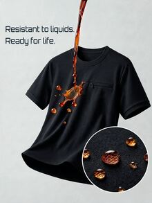 TekDrob Kaos T-Shirt Pique Anti Air dengan Potongan Reguler dan Saku Dada Berresleting - Hitam - View 3