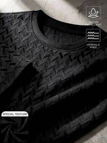 TekDrob Men Water Repellent & Anti-Wrinkle T-Shirt With Regular Fit, Crew Neck And Texture - Black - View 1