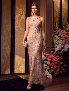 MOTF Soiréza ELEGANT CRISS-CROSS HALTER MERMAID HEM BEADED MAXI GOWN FOR FORMAL EVENING PARTY, WEDDINGS, GALAS - Dusty Pink - View 4