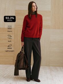 MOTF PREMIUM WOMEN'S WOOL CASHMERE PULLOVER SWEATER, VERSATILE, AUTUMN/WINTER - Red - View 1