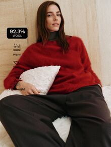 MOTF PREMIUM WOMEN'S WOOL CASHMERE PULLOVER SWEATER, VERSATILE, AUTUMN/WINTER - Red - View 3