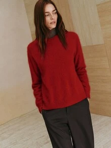 MOTF PREMIUM WOMEN'S WOOL CASHMERE PULLOVER SWEATER, VERSATILE, AUTUMN/WINTER - Red - View 7