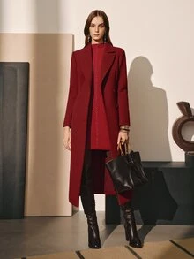MOTF PREMIUM WOMEN'S AUTUMN/WINTER HIGH NECK KNIT & LEATHER PATCHWORK KNEE-LENGTH FITTED DRESS - Coffee Brown - View 5