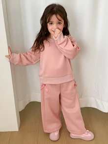 DAZY Young Girl Fall Clothes Girls (Small) Knitted Fleece Sweatshirt Set Hoodies - Pink - View 7