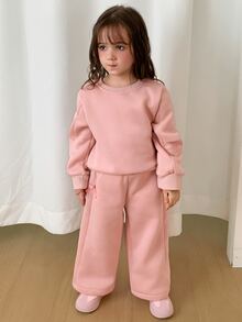 DAZY Young Girl Fall Clothes Girls (Small) Knitted Fleece Sweatshirt Set Hoodies - Pink - View 5