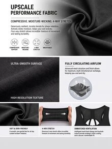 Powerista Women's Black High Neck Zipper Front Sports Bra Racer Back Workout Top With Breathable Mesh Fabric Back Sports Bra For High Support Reflective Strip - Black - View 3