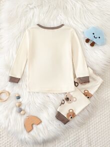 Baby Boy Snug Fit Pajama Cartoon Animal Pattern Knitted Soft Crew Neck Long Sleeve Pullover Top Elastic Waist Long Pants Tight 2 Pieces Set,Christmas - Multicolor - View 2