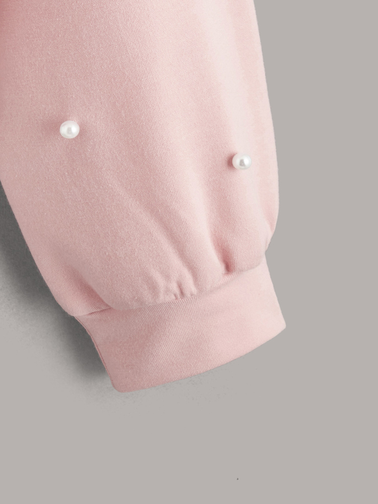 Maija Kids Maija Kids Teen Girls Pearl Beaded Drop Shoulder Pullover,In Fall/Winter - Baby Pink - View 6