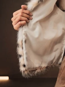 Anewsta 女款秋冬優雅休閒黑白豹紋人造毛皮背心 V領毛絨馬甲，適合婚禮、夜出、賓客、派對、夜店、演唱會 - 杏色 - 查看 8