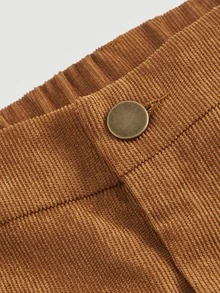 SHEIN MOD Pantalones anchos de talla grande para mujer con parches y bolsillos - Marrón - Ver 4