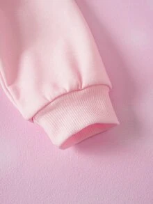 THE POWERPUFF GIRLS X SHEIN Bộ áo nỉ tay dài và quần in họa tiết hoạt hình cho bé gái - Hồng - Xem 6