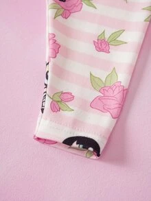 THE POWERPUFF GIRLS X SHEIN Bộ áo nỉ tay dài và quần in họa tiết hoạt hình cho bé gái - Hồng - Xem 9