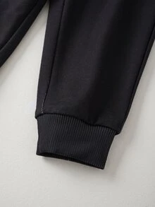 SCOOBY-DOO X SHEIN Baby Boy Cartoon Pattern Long Sleeve Sweatshirt And Pants Casual Daily Outfit - Black - View 8
