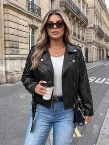 Easura Chaqueta con cremallera y talla extra, para el invierno - Negro - Ver 1