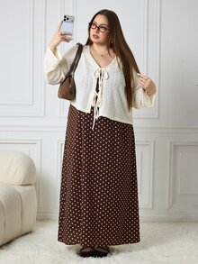 SHEIN CURVE+ Setelan Dua Potong Ukuran Besar, Natal - MultiWarna - View 4